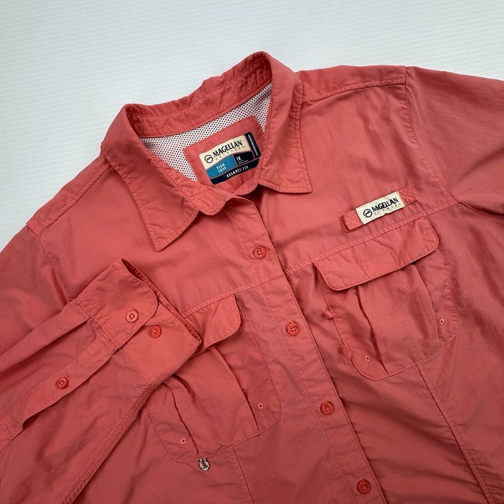 Magellan Outdoors Fish Gear Shirt Womens 1X Coral Fishing Vented Hiking